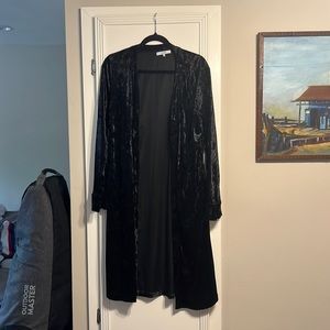 Black velvet cardigan; long
